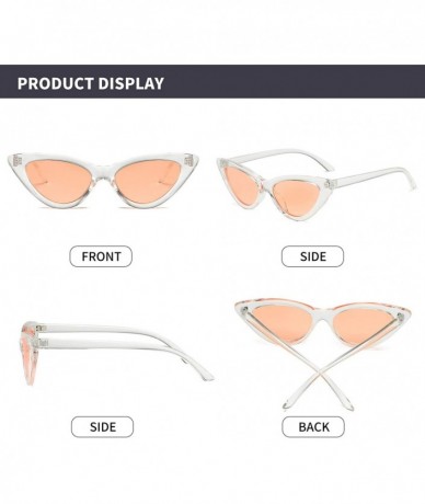 Oval Retro Vintage Narrow Cat Eye Sunglasses for Women Clout Goggles Plastic Frame - Clear Orange - CR18UOSLLZK $9.21