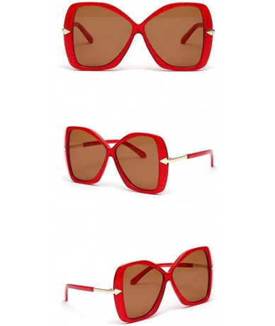 Semi-rimless Oversized Polarized Sunglasses REYO Protection - Red - CP18NX9UY6X $12.57