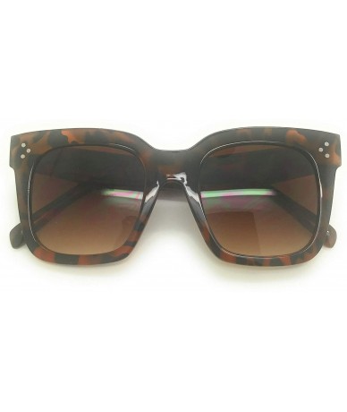 Oversized Vintage Women Butterfly Sunglasses Designer Luxury Square Oversized Flat Lens - Tortoise - C418WEK795Q $18.43