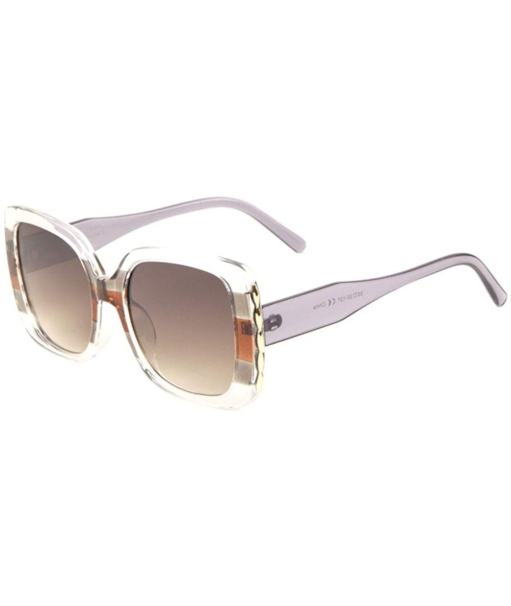 Butterfly Three Color Line Crystal Square Butterfly Sunglasses - Purple - CQ1983IH79K $16.23