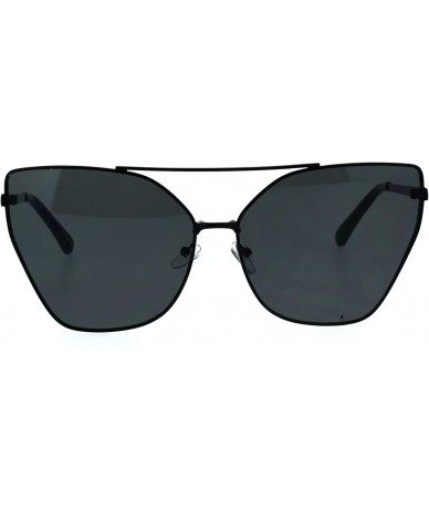 Cat Eye Womens Gothic Flat Panel Oversize Metal Rim Cat Eye Sunglasses - All Black - CK17Z4EZLQ3 $19.72