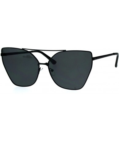 Cat Eye Womens Gothic Flat Panel Oversize Metal Rim Cat Eye Sunglasses - All Black - CK17Z4EZLQ3 $11.68