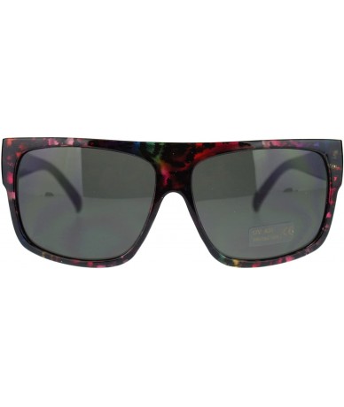 Rectangular Unisex Mobster Flat Top Rectangular Metalic Animal Print Sunglasses - Rusta Leopard - CQ11N3BRG7F $9.27