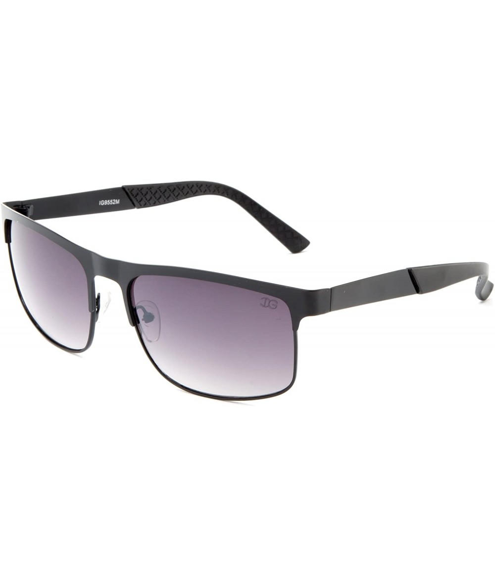 Wrap "Bryant" Squared Metal Materials Wrap Around Fashion Sunglasses - Black/Black - CI12N71WMTR $10.80