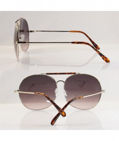 Oversized Oversize Round Double Bridge Pilot Sunglasses A077 - Silver/ Purple Black - CL189TGILU9 $11.88