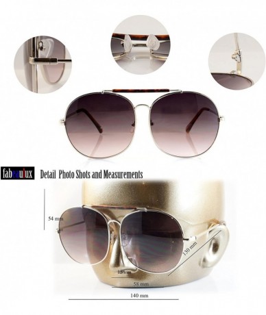 Oversized Oversize Round Double Bridge Pilot Sunglasses A077 - Silver/ Purple Black - CL189TGILU9 $11.88