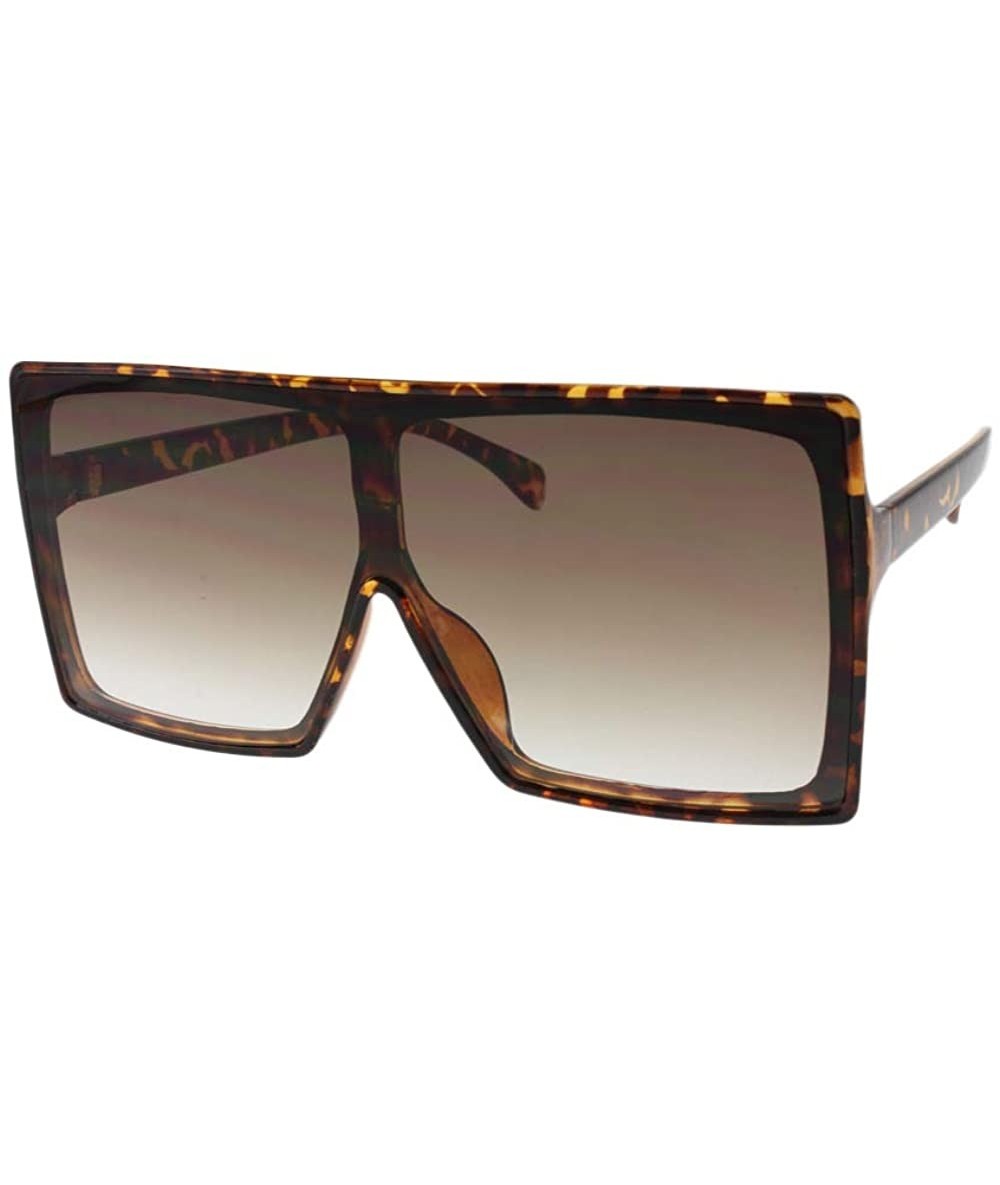 Square Alva - Square Oversized Sunglasses Flat Top - Tortoise / Brown - C1196S7LTTM $12.13