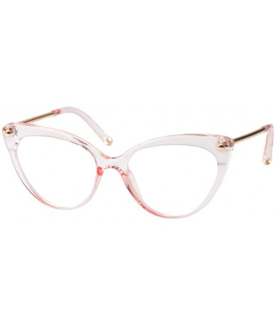 Cat Eye Ladies Oversized Cat Eye Reading Glass Modern Eyeglass Frame - Transparent Pink - CI18HLUOE53 $27.27
