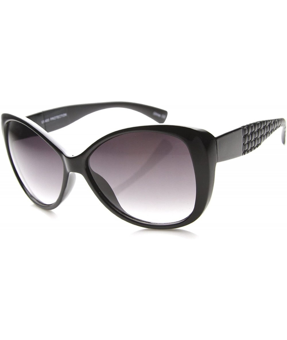 Butterfly Women's Oversize Wide Temple Textured Detail Butterfly Sunglasses 58mm - Black-black / Lavender - CT126OMVRE7 $8.34