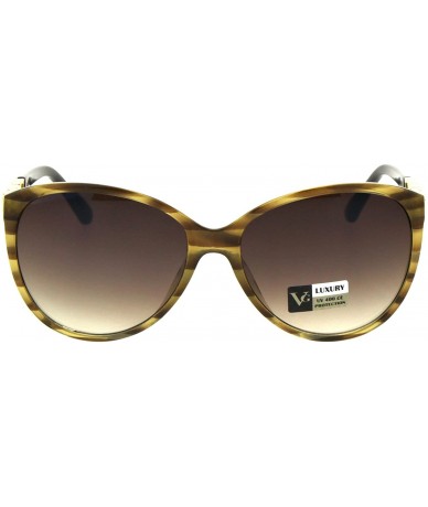 Butterfly Womens Rhinestone Jewel Designer Fashion Butterfly Plastic Sunglasses - Brown Stripe - CM18E65U0UW $19.37