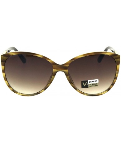 Butterfly Womens Rhinestone Jewel Designer Fashion Butterfly Plastic Sunglasses - Brown Stripe - CM18E65U0UW $9.43