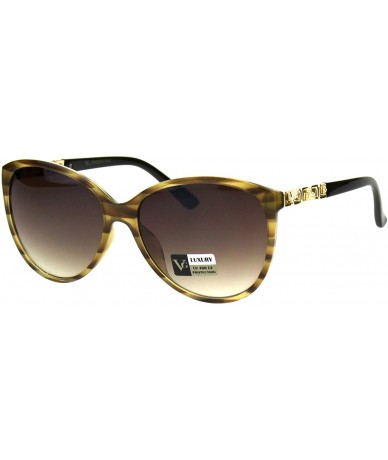 Butterfly Womens Rhinestone Jewel Designer Fashion Butterfly Plastic Sunglasses - Brown Stripe - CM18E65U0UW $9.43