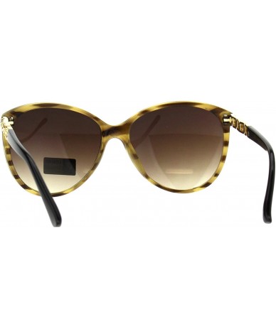 Butterfly Womens Rhinestone Jewel Designer Fashion Butterfly Plastic Sunglasses - Brown Stripe - CM18E65U0UW $9.43