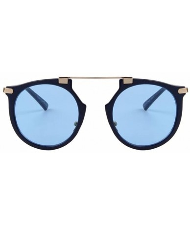 Semi-rimless Women Cat Eye UV400 Sunglasses Men Shades Luxury Sun Glasses Eyewear - Blue - CM17Z4746ID $15.31