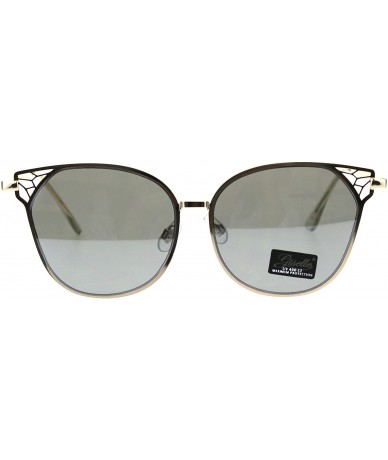 Oversized Womens Metal Rim Butterfly Diva Designer Fashion Sunglasses - Gold Silver Mirror - CM18EQ9MTUO $27.35