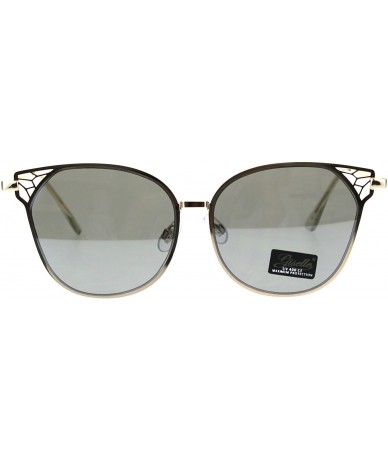 Oversized Womens Metal Rim Butterfly Diva Designer Fashion Sunglasses - Gold Silver Mirror - CM18EQ9MTUO $10.57