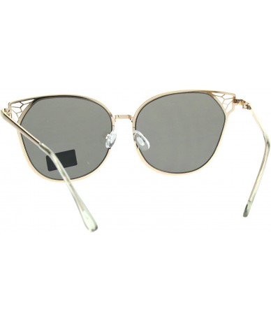 Oversized Womens Metal Rim Butterfly Diva Designer Fashion Sunglasses - Gold Silver Mirror - CM18EQ9MTUO $10.57