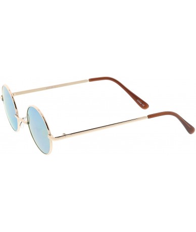 Round Retro Round Sunglasses for Men Women with Color Mirrored Lens John Lennon Glasses - Gold / Yellow - CO11F5C7J8L $11.55
