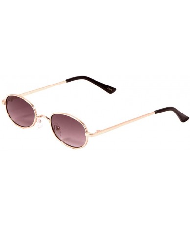 Oval Retro Oval Flat Lens Metal Sunglasses - Smoke - C0197QENIIA $12.07