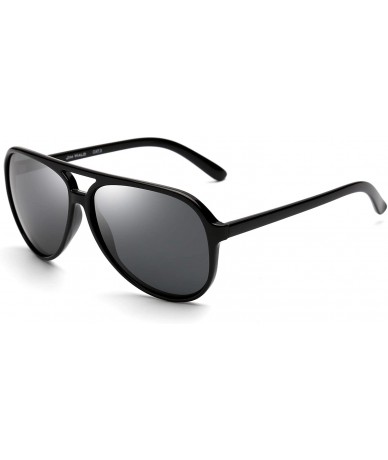 Aviator Polarized Aviator Sunglasses Men Women Oversize Plastic Driving Glasses - Black Frame / Polarized Grey Lens - CE18Q3D...