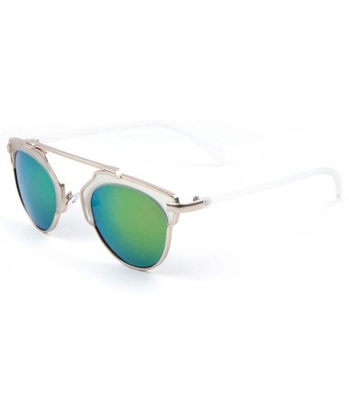 Cat Eye Bridgeless Round Lens Geometric Brow Frame Cat Eye Sunglasses - Green Clear - C91903TS27L $17.55