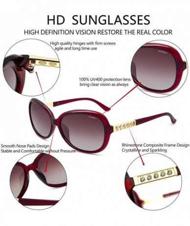 Oversized Oversized Polarized Sunglasses for Women Vintage Fashion Rhinestone Designer UV Protection Sun Glasses - Red - C718...