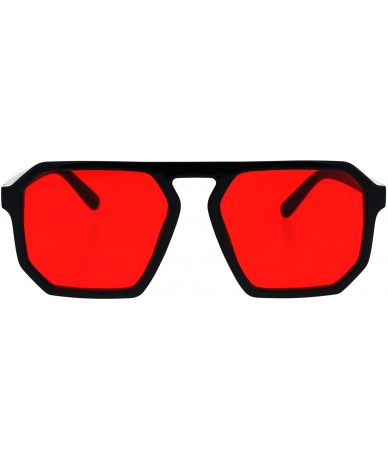 Rectangular Mens Robotic Futuristic Racer Plastic Retro Pop Color Lens Sunglasses - Black Red - C618EMIR4GI $10.20