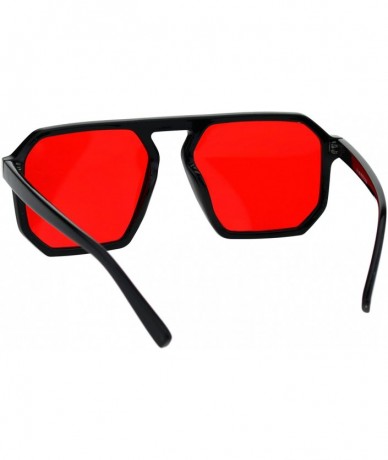 Rectangular Mens Robotic Futuristic Racer Plastic Retro Pop Color Lens Sunglasses - Black Red - C618EMIR4GI $10.20