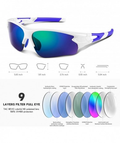 Sport Polarized sunglasses Baseball Military Motorcycle - White Blue - CP18D28Y8MN $17.70