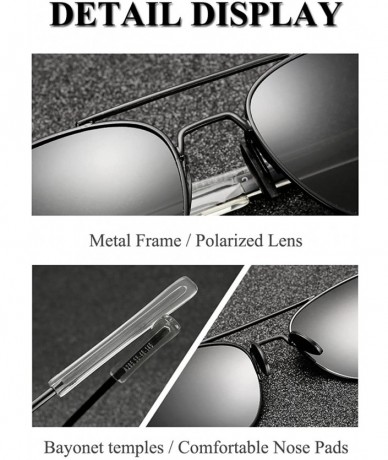 Square Mens Military Aviator Sunglasses Polarized Square 55mm Pilot Bayonet Temples - Silver & Grey - CN18CNNXNOX $12.54