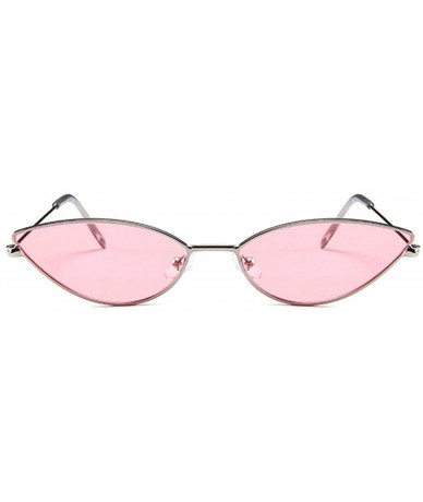 Oversized Metal Frame Women Cat Eye Sunglasses Cute Sexy Summer Retro Small Black Red Cateye Sun Glasses UV400 - Pink - C8197...