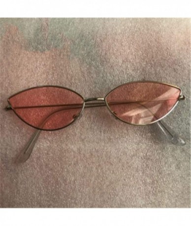 Oversized Metal Frame Women Cat Eye Sunglasses Cute Sexy Summer Retro Small Black Red Cateye Sun Glasses UV400 - Pink - C8197...