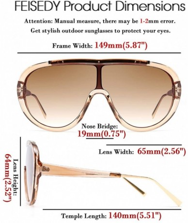 Goggle Oversized One Piece Sunglasses Women Men Fahion Siamese Lenses Retro Design B2580 - Champagne - CV196QSZ674 $14.11