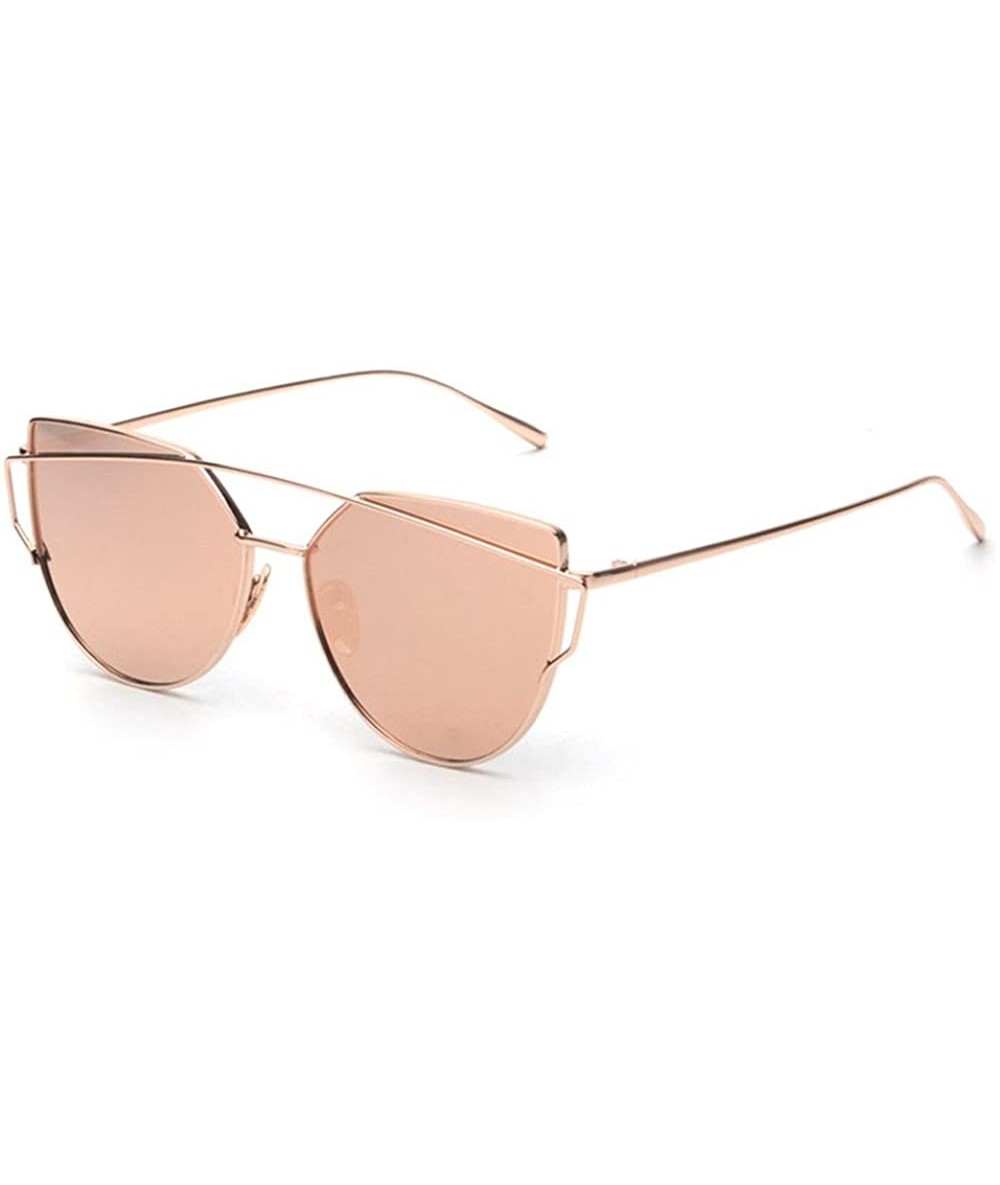 Aviator Women's Metal Frame Sunglasses - Twin-Beams Oversized Aviator Vintage Eyewear - Classic Cat Eye Glasses - C318QN3QIL4...