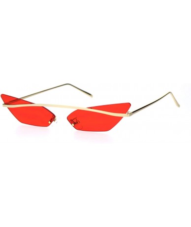Cat Eye Womens Narrow Half Top Bridge Rim Rimless Cat Eye Sunglasses - Gold Red - CW18TSXLAC7 $24.62