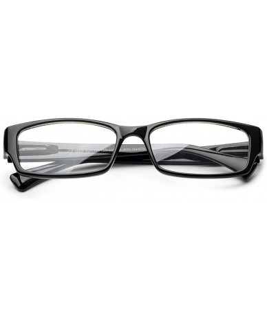 Square "Muir" Slim Squared Spring Hinges Fashion Clear Lens Glasses - Black - CZ12HLJ41ZJ $7.81