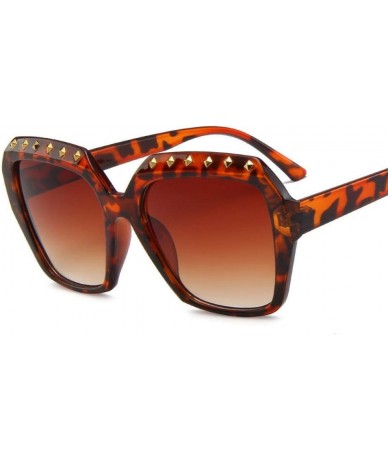Square New Punk Rivet Sunglasses Retro Glasses Trend Square Sun Glasses Men Women Big Frame Sunglasses Women Sunglasses - CW1...