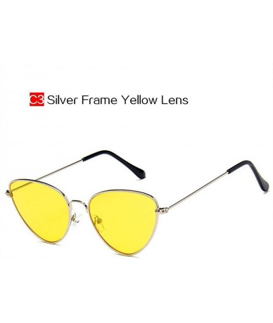 Aviator Sunglasses Women Cat Eye Metal Frame Retro Brand Designer Sun C1 Gold Red Multi - C3 Silver Yellow - CQ18YZW7QGM $7.67