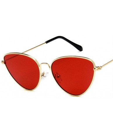 Aviator Sunglasses Women Cat Eye Metal Frame Retro Brand Designer Sun C1 Gold Red Multi - C3 Silver Yellow - CQ18YZW7QGM $7.67