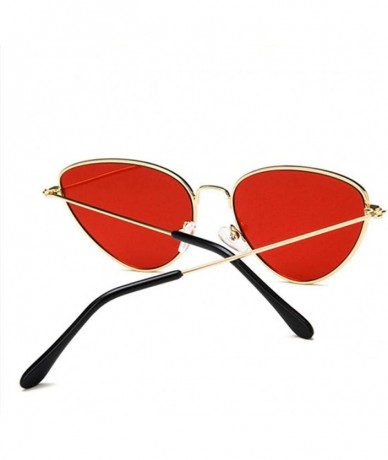 Aviator Sunglasses Women Cat Eye Metal Frame Retro Brand Designer Sun C1 Gold Red Multi - C3 Silver Yellow - CQ18YZW7QGM $7.67