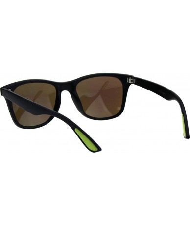 Square Classic Square Horn Rim Unisex Sunglasses Matte Black Mirrored Lens UV 400 - Black Green (Teal Mirror) - CZ18IC8N62E $...