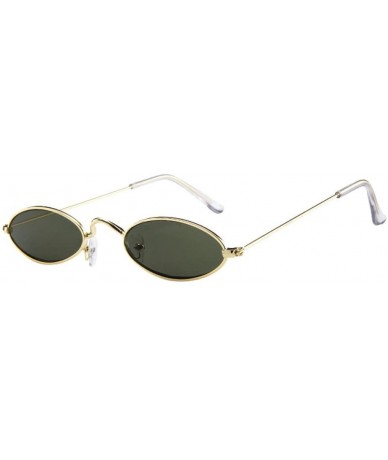 Oval Retro Small Oval Sunglasses Metal Frame Shades Eyewear Military Style Classic Sunglasses - F - CH18R4L846Z $7.74