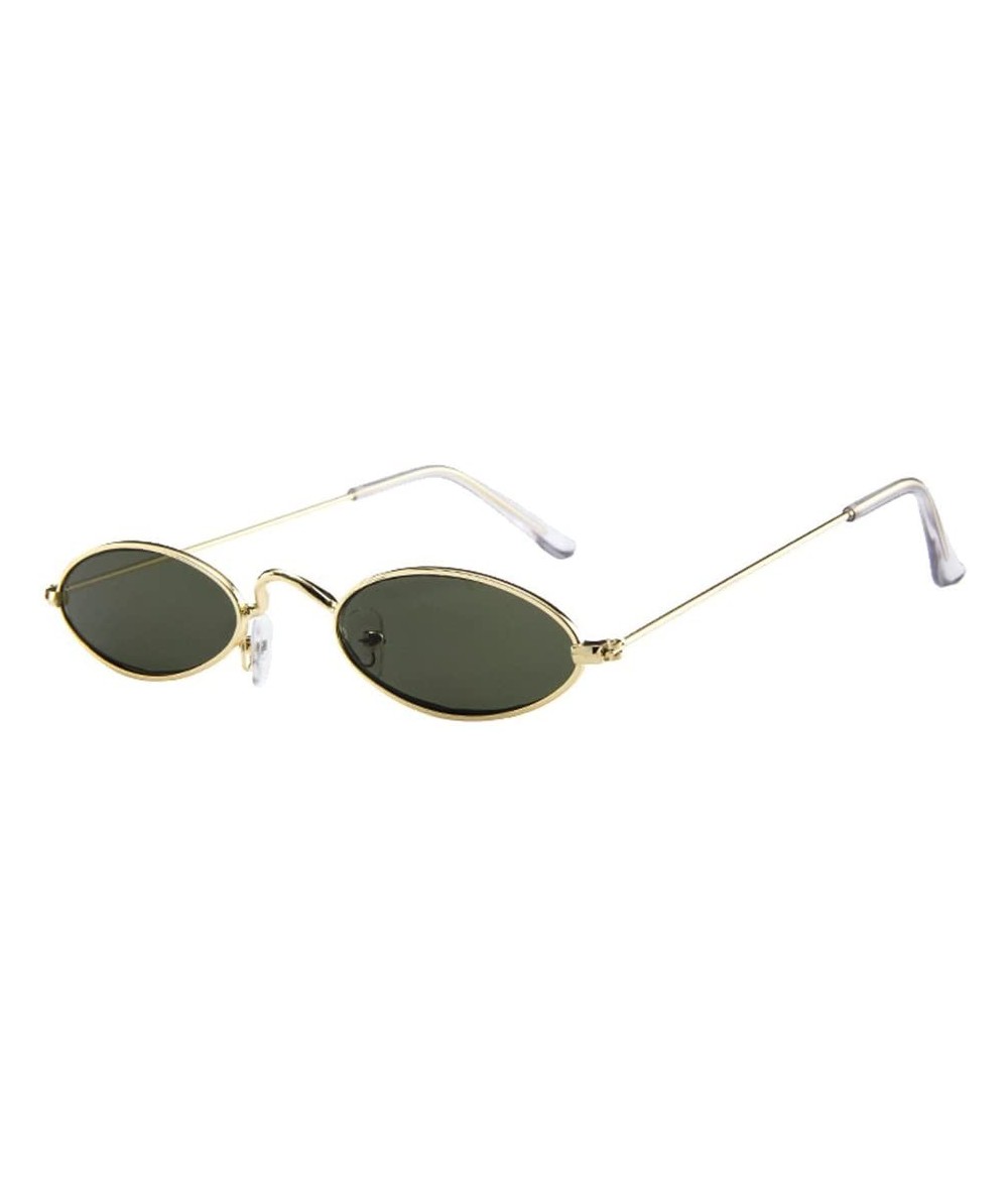 Oval Retro Small Oval Sunglasses Metal Frame Shades Eyewear Military Style Classic Sunglasses - F - CH18R4L846Z $7.74