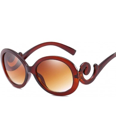 Oval Red Oval Sunglasses Women Retro Brand Design Vintage Sun Glasses Female Ladies Eyewear Feminino UV400 - Brown - C6198A30...