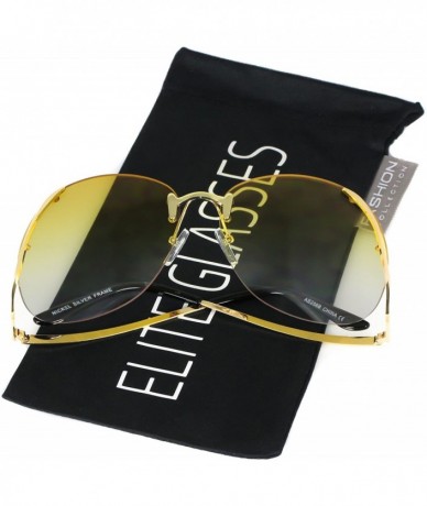 Oversized RIMLESS OVERSIZED VINTAGE RETRO Butterfly Upside Down Sun Glasses - Yellow - CF17XE6Z080 $21.12