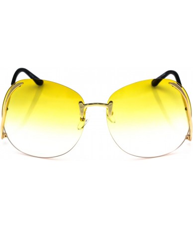 Oversized RIMLESS OVERSIZED VINTAGE RETRO Butterfly Upside Down Sun Glasses - Yellow - CF17XE6Z080 $8.70