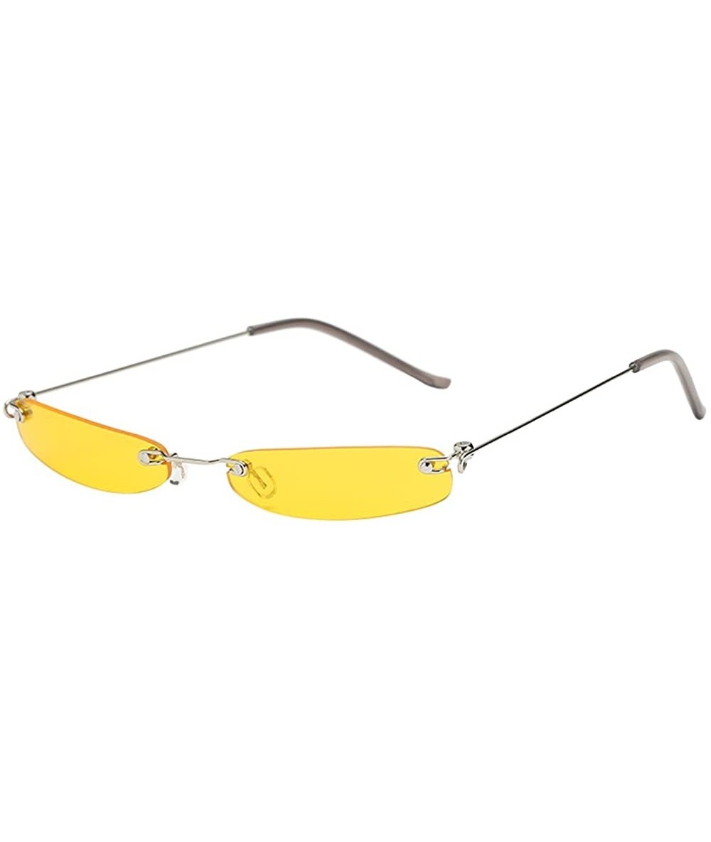 Rectangular Fashion Small Frame Eyewear Squared Rectangular Sunglasses (Style F) - C4196GZWM96 $8.78