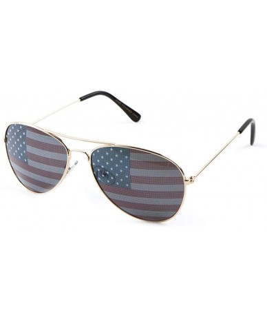 Aviator USA Flag Classic Aviator Sunglasses - Gold - CA199OQGHYQ $17.07