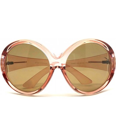 Oversized Oversized Ali Lady Women Sunglasses Round Large Shield Full Mask - Peach - CA18H37K9XI $19.71