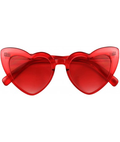 Cat Eye Oversized Heart Shaped Candy Colorful Love High Tip Round Sunglasses - Red Frame / Red Lens - CA18QEUQE6D $23.96